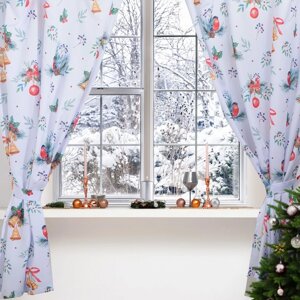 Комплект штор д/кухни с подхватами 'Christmas wreaths' 145х180см-2 шт., габардин