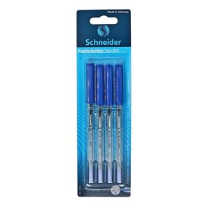 Набор шариковых ручек Schneider 'Tops 505 M', 4 шт., синие, 1.0 мм, прозрачный корпус, блистер