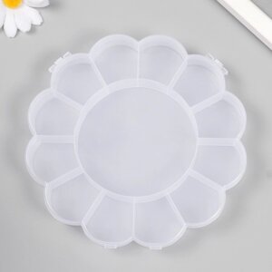 Шкатулка пластик для мелочей 'Цветок' прозрачная 13 отделений 15,5х15,5х2,5 см