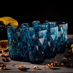 Набор стаканов стеклянных Magistro 'Круиз', 350 мл, 8x12,5 см, 6 шт, цвет синий