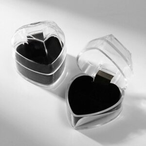 Футляр пластиковый под кольцо 'Сердце', 4x4, вставка чёрная (комплект из 6 шт.)