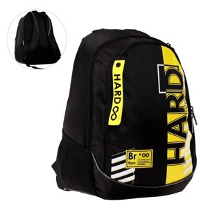 Рюкзак школьный 42 х 30 х 20 см, эргономичная спинка, Hatber Sreet, Hard Bro, чёрный/жёлтый NRk78119