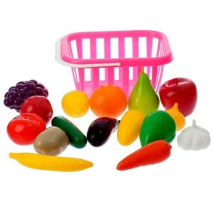 Набор 'Фрукты и овощи' в корзине, 17 предметов, цвета МИКС