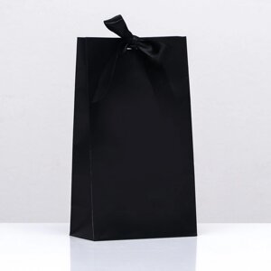 Пакет подарочный с лентой 'Чёрный', 13 x 23 x 7 см