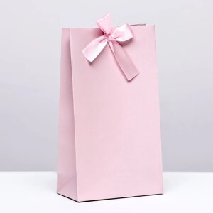 Пакет подарочный с лентой 'Розовый', 13 x 23 x 7 см