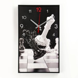Часы-картина настенные, интерьерные 'Шахматы', плавный ход, 57 х 35 х 4 см