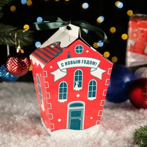 Подарочная коробка 'Праздничный домик ' красный с бантом, 14 х 14 х 21,3 - 9,6 х 9,6 х 22 см (комплект из 10 шт.)