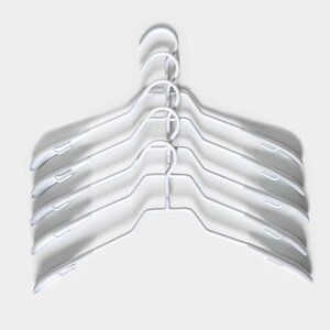 Плечики - вешалки для одежды антискользящие, набор 5 шт, 39x20,5 см, металл с ПВХ покрытием, цвет белый