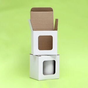 Коробка под кружку, с окном, белая 12 х 9,5 х 12 см (комплект из 10 шт.)