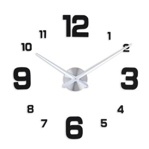 Часы-наклейка, серия DIY, 'Эндерлин', плавный ход, d-120 см, 1 АА, серебристо-черные