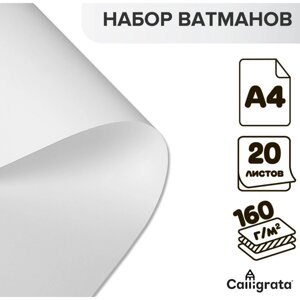 Набор ватманов чертёжных А4, 160 г/м, 20 листов