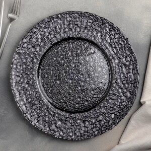 Тарелка стеклянная подстановочная Magistro 'Кринкл', d33 см, цвет серый