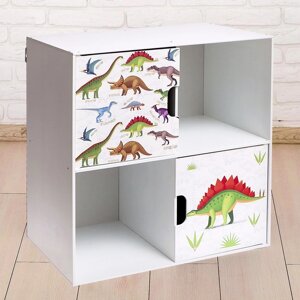 Стеллаж с дверцами 'Динозавры', 60 x 60 см, цвет белый