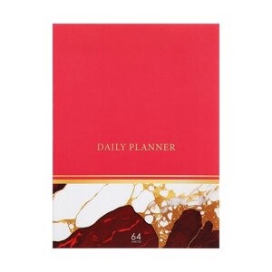 Ежедневник на склейке недатированный А6 48 листов, мягкая обложка, Мрамор розовый. Коллаж, фольга