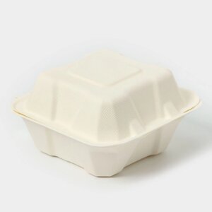 Ланч - бокс, коробка для бенто - торта и бургера, 450 мл, 15,2x15,4x8,8 см, сахарный тростник (комплект из 50 шт.)
