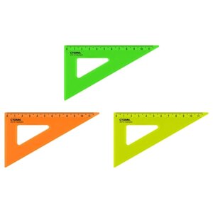 Треугольник 30*/11 см СТАММ, пластиковый, прозрачный, неоновые цвета, МИКС (комплект из 20 шт.)