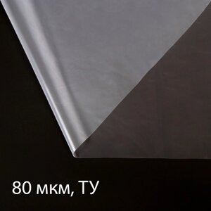 Плёнка полиэтиленовая 80 мкм, прозрачная, длина 5 м, ширина 3 м, рукав (1.5 x 2 м), Эконом 50