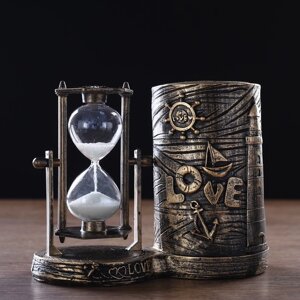 Песочные часы 'Море - любовь', сувенирные, с карандашницей, 16.5 х 8 х 13 см