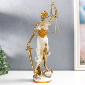 Сувенир полистоун 'Богиня Фемида - Правосудие' белый с золотом 38х9х9 см
