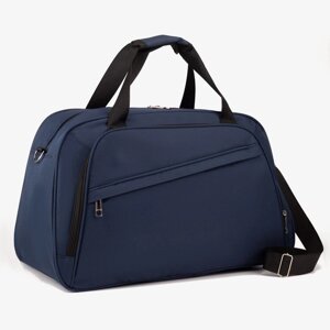 Сумка дорожная на молнии, 2 наружных кармана, держатель для чемодана, длинный ремень, цвет синий