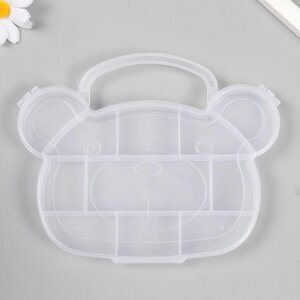 Шкатулка пластик для мелочей 'Сумочка мишка' прозрачная 11 отделений 18,8х15х1,8 см