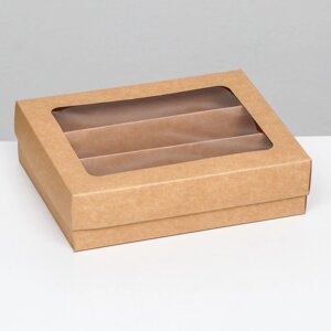 Коробка для макарун, с ложементом, крафт 21 х 16,5 х 5,5 см (комплект из 5 шт.)
