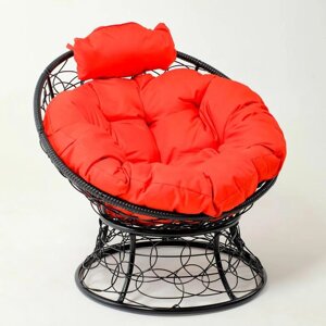 Кресло 'Папасан' мини, ротанг, с красной подушкой, 81х68х77см