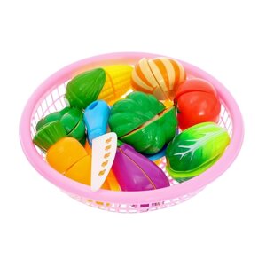 Набор продуктов-нарезка 'Поварёнок' в корзинке, на липучках, 12 предметов, цвета МИКС