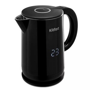 Чайник электрический Kitfort КТ-6173, нерж. сталь/пластик, 1.5 л, 2200 Вт, чёрный
