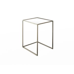 Стол журнальный большой 'Куб', 380х380х510, металл, стекло, золотой
