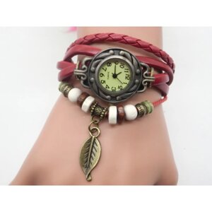 Часы наручные женские 'Элиос', дискретный ход, ремешок 19.5 см, d-2.5 см, красные