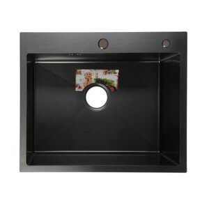 Мойка кухонная AFLORN AF96050F, врезная, S3,0 и 0,8 мм, 60х50х20 см, сифон, графит