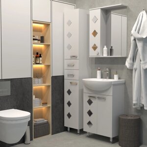 Комплект мебели для ванной комнаты 'Квадро 55' тумба с раковиной + зеркало-шкаф