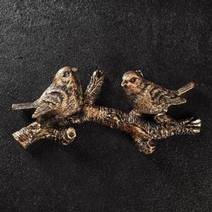 Подвесной декор 'Веточка с двумя птичками' бронза