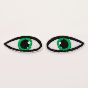 Набор термонаклеек 'Глаза' правый и левый, 1,4 x 3,5 см, овальный, цвет зелёный, 100 шт.