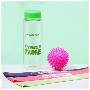Набор для фитнеса ONLYTOP 'На тренировке' 3 фитнес-резинки, бутылка для воды, массажный мяч