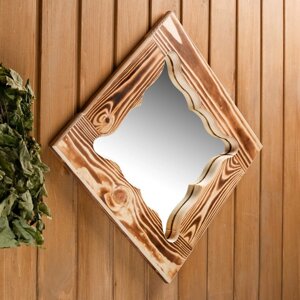 Зеркало резное 'Бабочка', сосна, обожжённое, 40x40 см