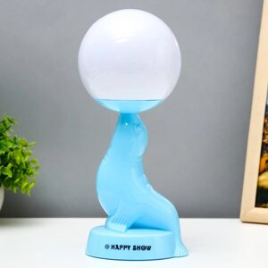 Настольная лампа 'Морской котик' LED 3Вт 3АА 3000К голубой 10х11х26 см RISALUX