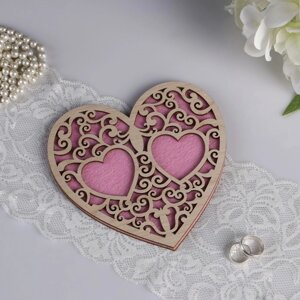 Подставка под кольца 'Сердце', розовая, 16,5х16,5 см