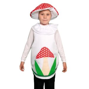 Карнавальный костюм 'Гриб мухомор', текстиль, накидка, маска-шапочка, рост 98-122 см