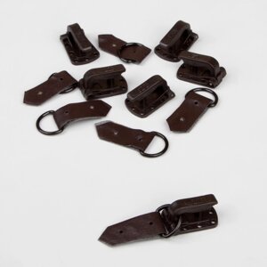 Крючки пришивные, пластиковые, для верхней одежды, 5 x 1,5 см, 6 шт, цвет коричневый (комплект из 2 шт.)