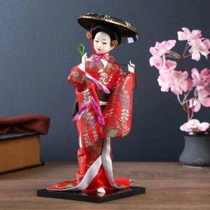 Кукла коллекционная 'Японка с цветочной ветвью и в шляпе' 30 см