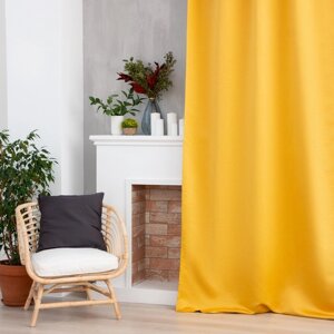 Штора портьерная Этель 'Штрихи', цвет жёлтый, на шторной ленте 250х265 см, 100 п/э