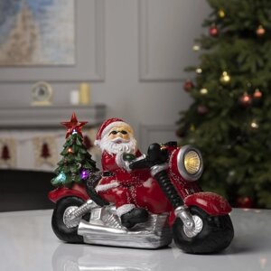 Светодиодная фигура 'Дед Мороз на мотоцикле' 30 x 10 x 6 см, полистоун, батарейки ААх3 (не в комплекте), свечение мульти