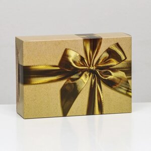 Коробка складная 'Подарочек' с золотым бантом, 16 х 23 х 7,5 см (комплект из 5 шт.)