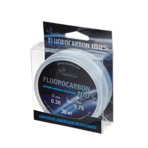 Леска монофильная ALLVEGA FX Fluorocarbon 100, диаметр 0.30 мм, тест 8.76 кг, 30 м, прозрачная