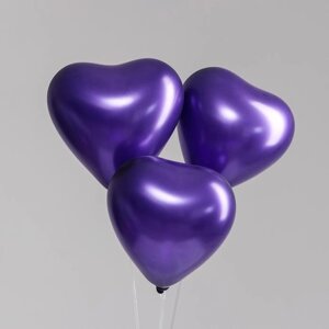 Шар латексный сердце 12', перламутровый, набор 100 шт., цвет фиолетовый