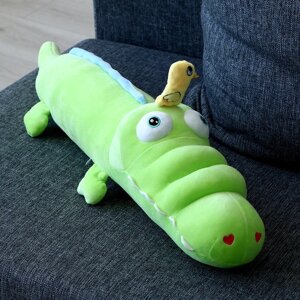 Мягкая игрушка-подушка 'Крокодил с уточкой', 65 см, цвет зелёный