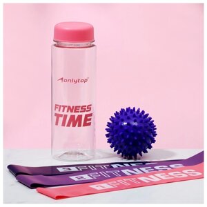 Набор для фитнеса ONLYTOP Dreamfit 3 фитнес-резинки, бутылка для воды, массажный мяч