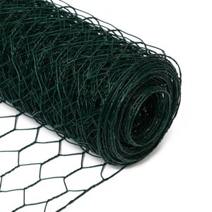 Сетка плетёная с ПВХ покрытием, 10 x 1,5 м, ячейка 25 x 25 мм, d 0,9 мм, металл, Greengo